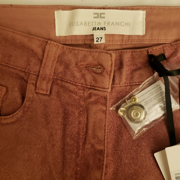 ELISABETTA FRANCHI JEANS Rose Pink Denim Jeans Size 27 Italian Brand New - Picture 9 of 15